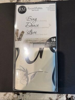 RoomMates Black and Gray 'Sing Dance Love' Script Wall Decals